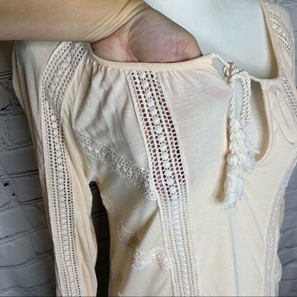 Lucky Brand Peach lace peasant top - Picture 5 of 11